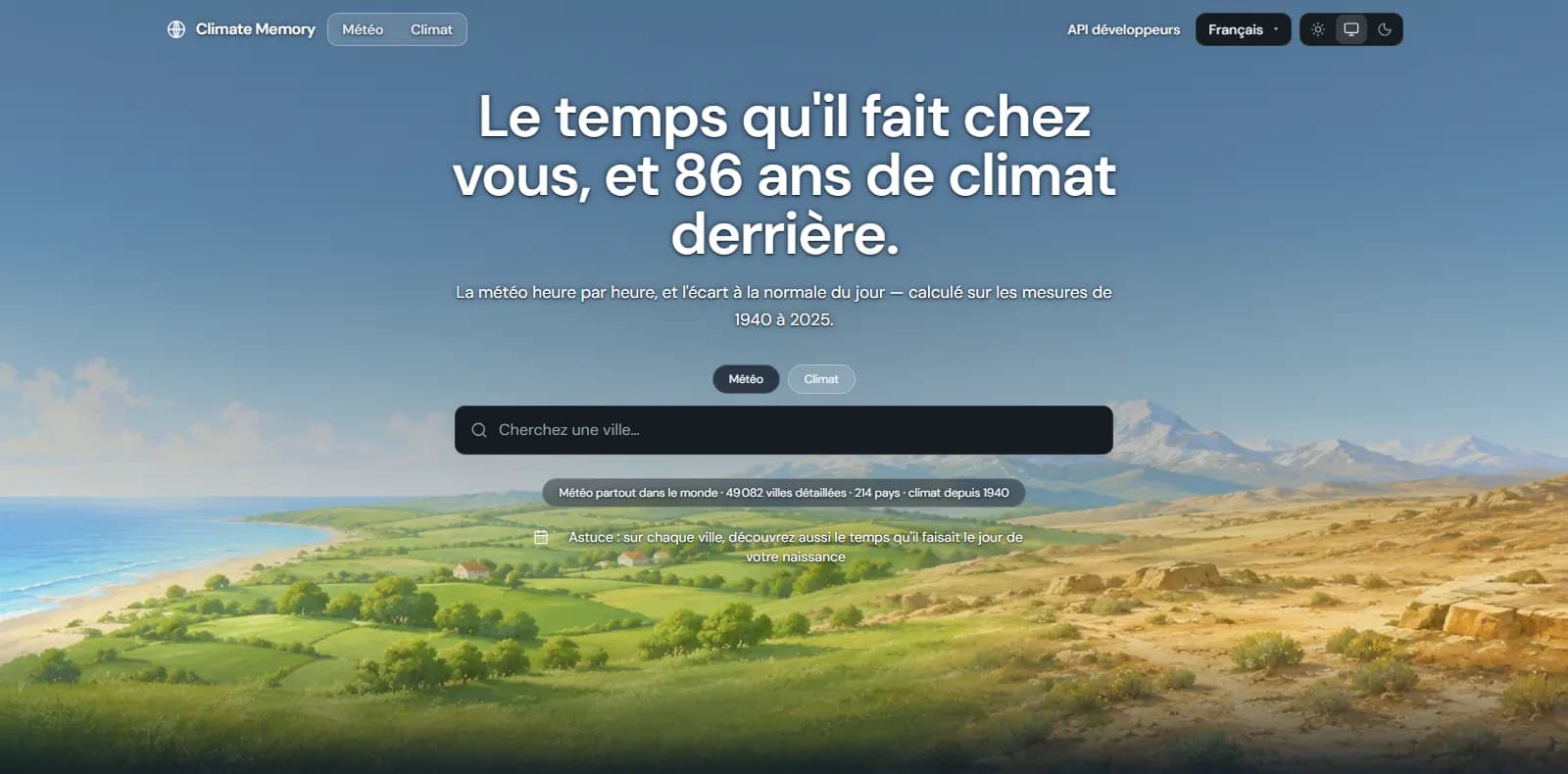 Aperçu du site Climate Memory