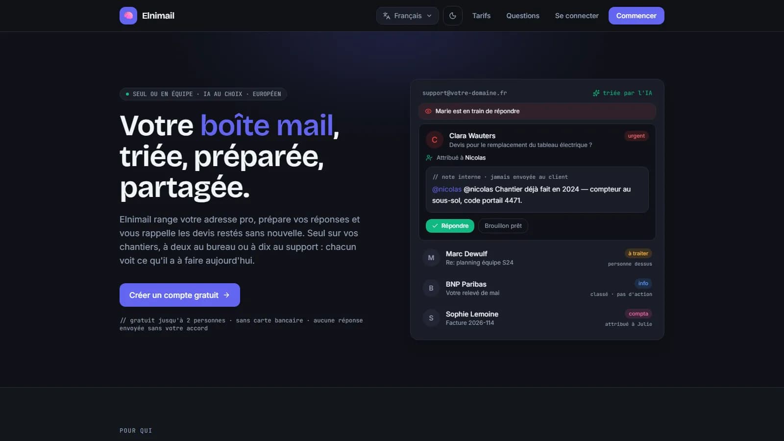 Aperçu du site Elnimail